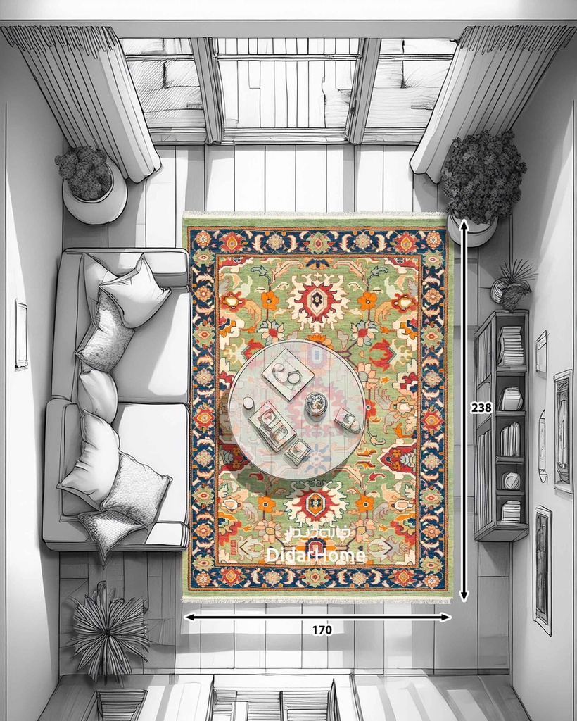 فرش دستباف هریس طرح افشان چهار متری