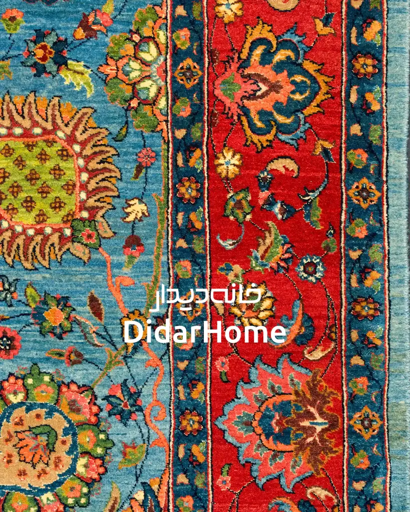 فرش دستباف تبریز ۵۰ رج  چله و گل ابریشم ریزباف طرح افشان چهار متری