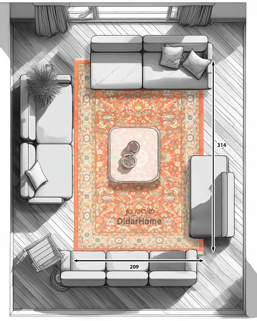 فرش دستباف هریس طرح افشان شش متری