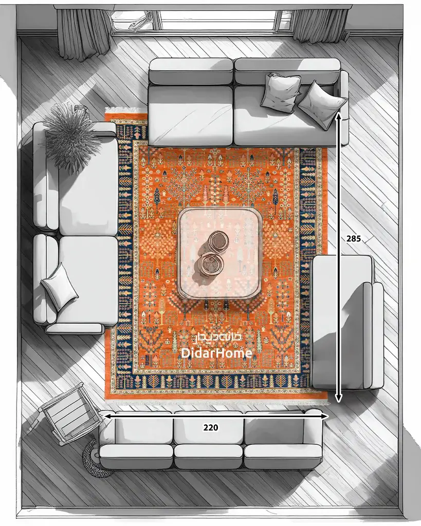 فرش دستباف قشقایی طرح درخت زندگی شش متری