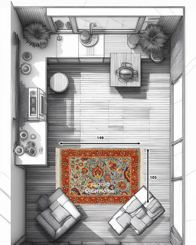 فرش دستباف تبریز  ۴۰ رج طرح افشان ذرع و نیم