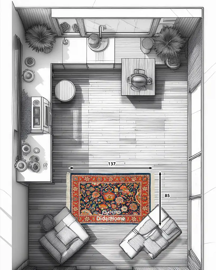 فرش دستباف تبریز ۵۰ رج طرح افشان ذرع و نیم