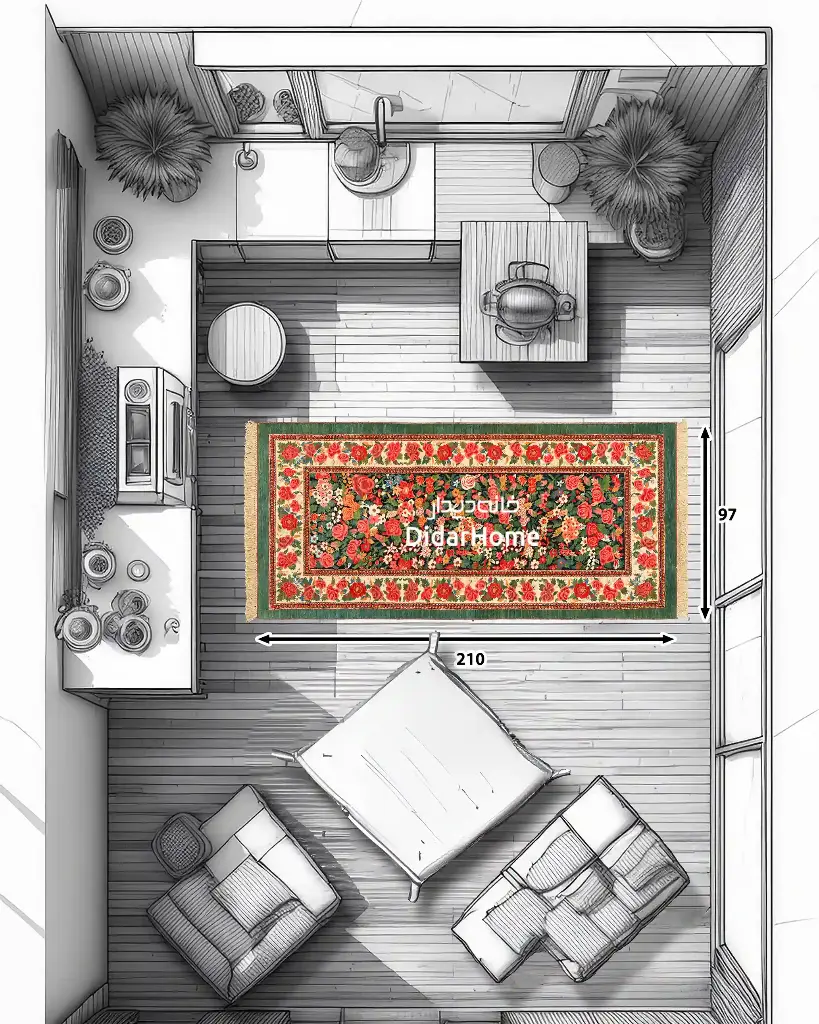 کناره دستباف بیجار طرح هزارگل