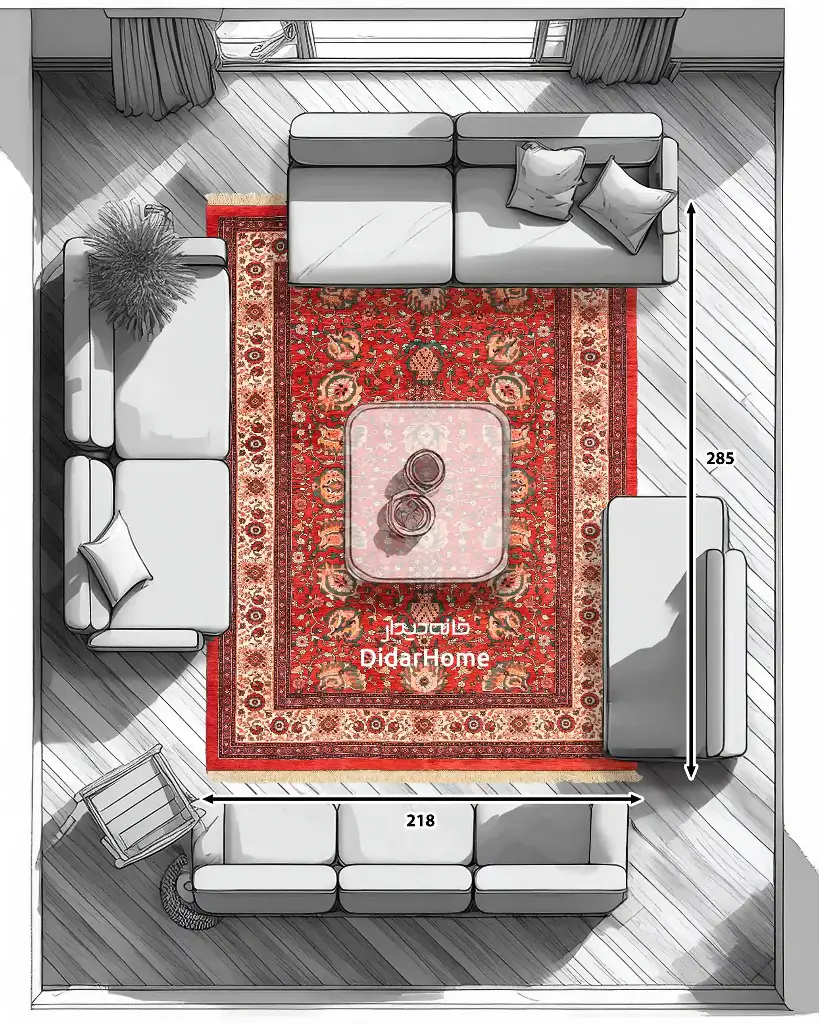 فرش دستباف بیجار طرح افشان ۶/۲۱ متری