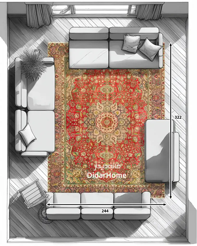 فرش دستباف مدرن تبریز طرح ترنجی ۷/۸۶ متری