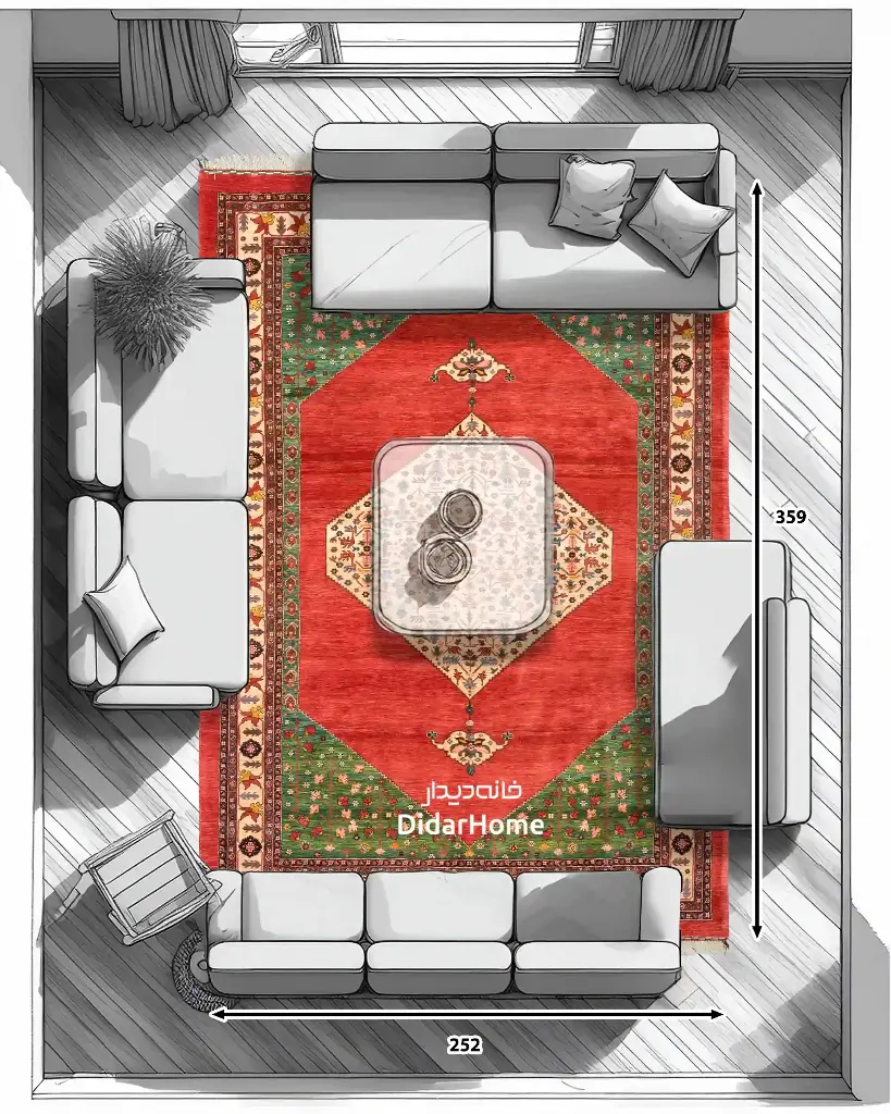 فرش دستباف قشقایی طرح ترنجی ۹/۰۵ متری