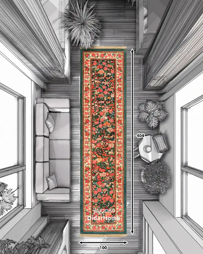 کناره دستباف بیجار طرح هزارگل