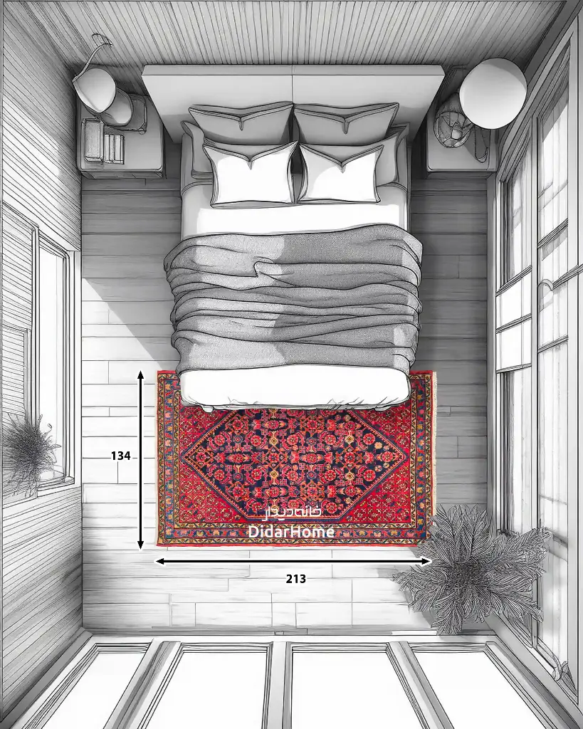 فرش دستباف آنتیک همدان طرح افشان ۲/۸۵ متری