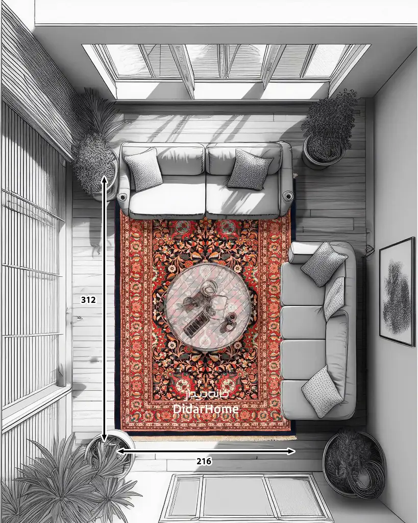 فرش دستباف بیجار طرح افشان ۶/۷۴ متری