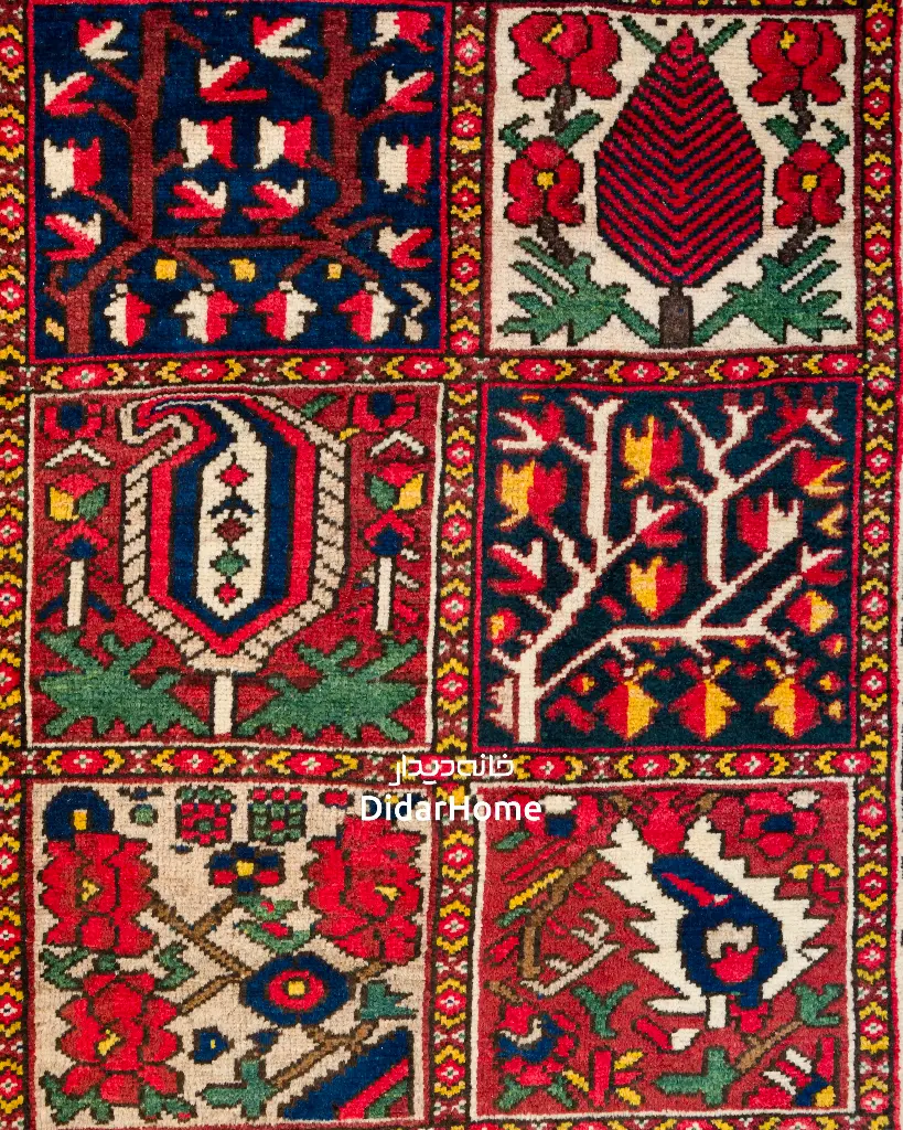 فرش دستباف آنتیک بختیاری طرح خشتی ۵/۳۴ متری