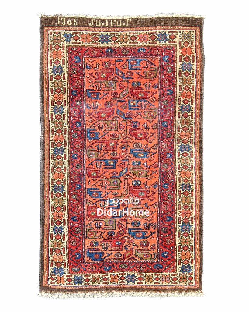 فرش دستباف آنتیک بختیاری طرح افشان ۰/۸۴ متری