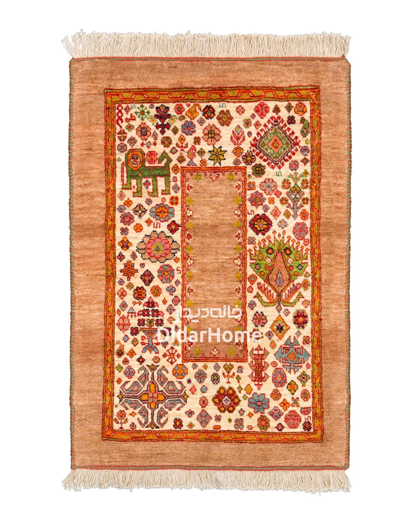 فرش دستباف قشقایی طرح کفساده ذرع و نیم