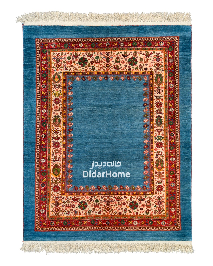 فرش دستباف قشقایی طرح کفساده ۱/۵۴ متری