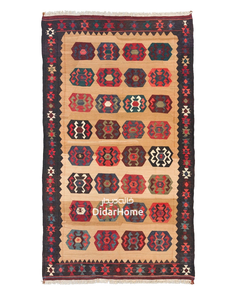 گلیم دستباف ورامین طرح قابی ۴/۶۹ متری