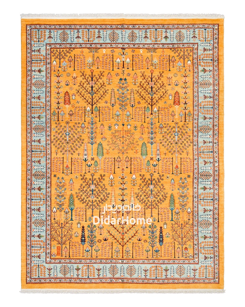 فرش دستباف قشقایی طرح درخت زندگی شش متری