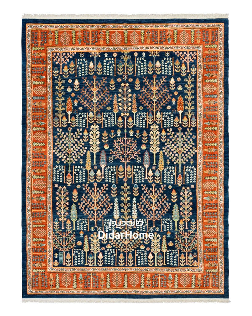 فرش دستباف قشقایی طرح درخت زندگی شش متری