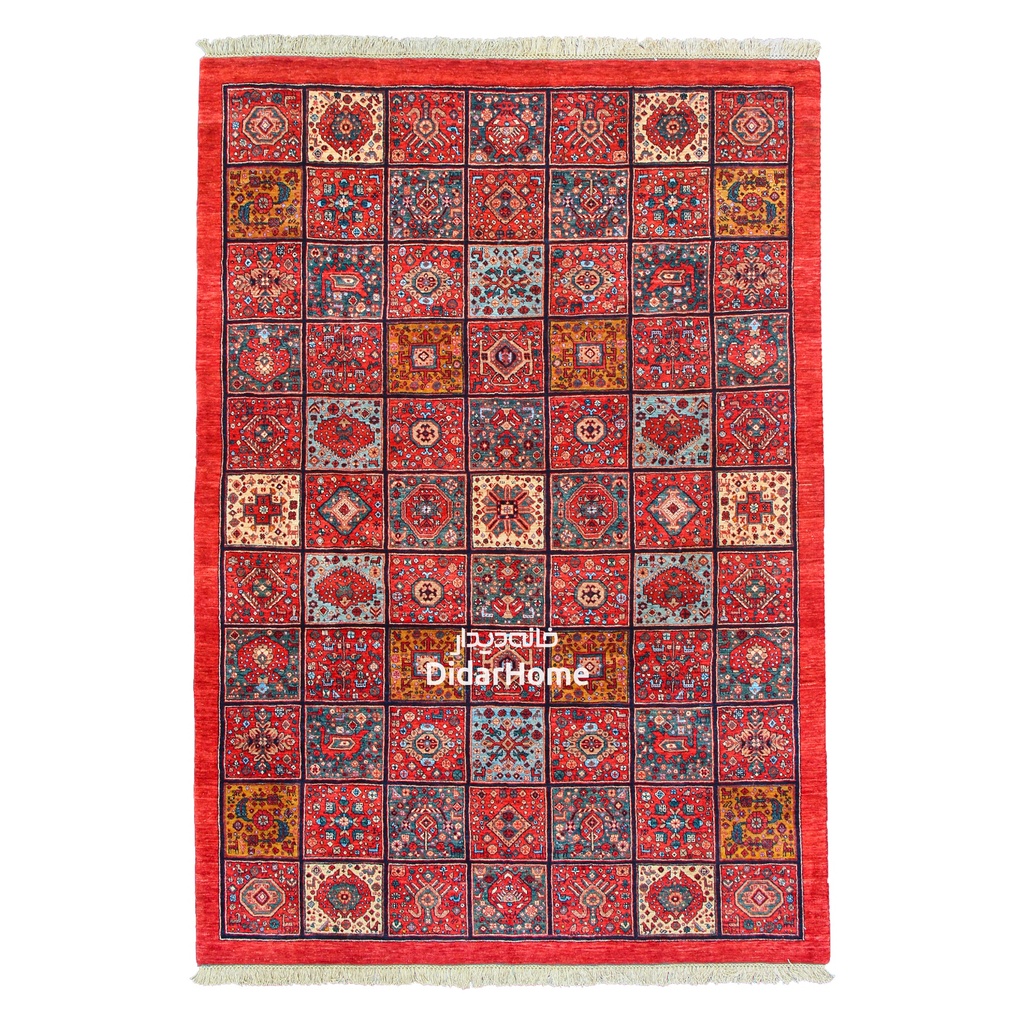 فرش دستباف قشقایی طرح خشتی چهار متری