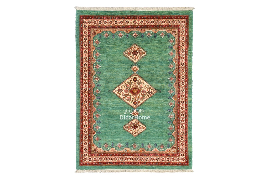 فرش دستباف قشقایی طرح ترنجی چهار متری