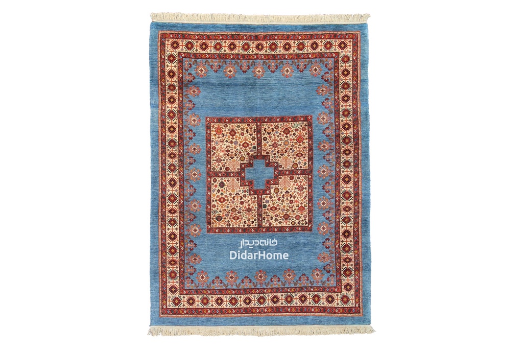 فرش دستباف قشقایی طرح ترنجی چهار متری