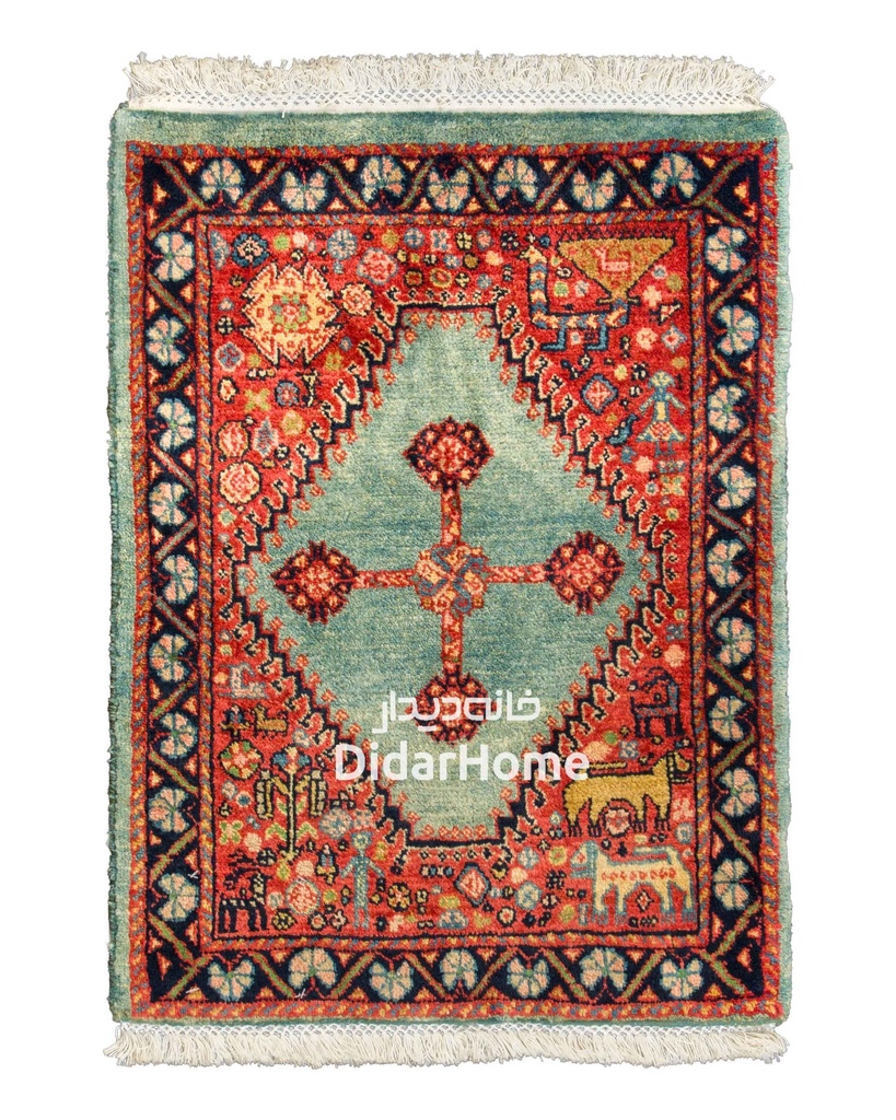 فرش دستباف قشقایی طرح ترنجی ذرع و نیم