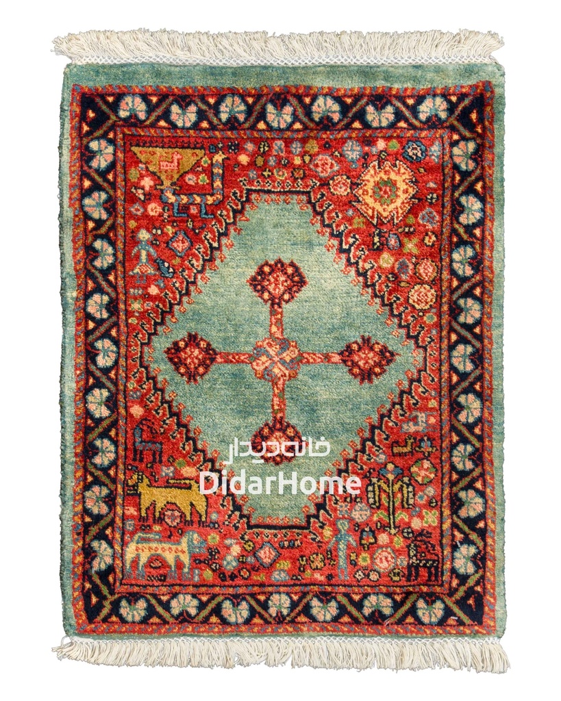 فرش دستباف قشقایی طرح ترنجی ذرع و نیم