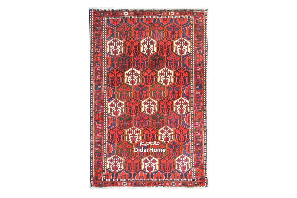 فرش دستباف آنتیک بختیاری طرح خشتی شش متری