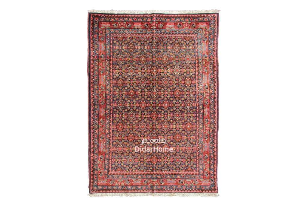 فرش دستباف آنتیک ساوجبلاغ طرح ماهی ذرع و نیم