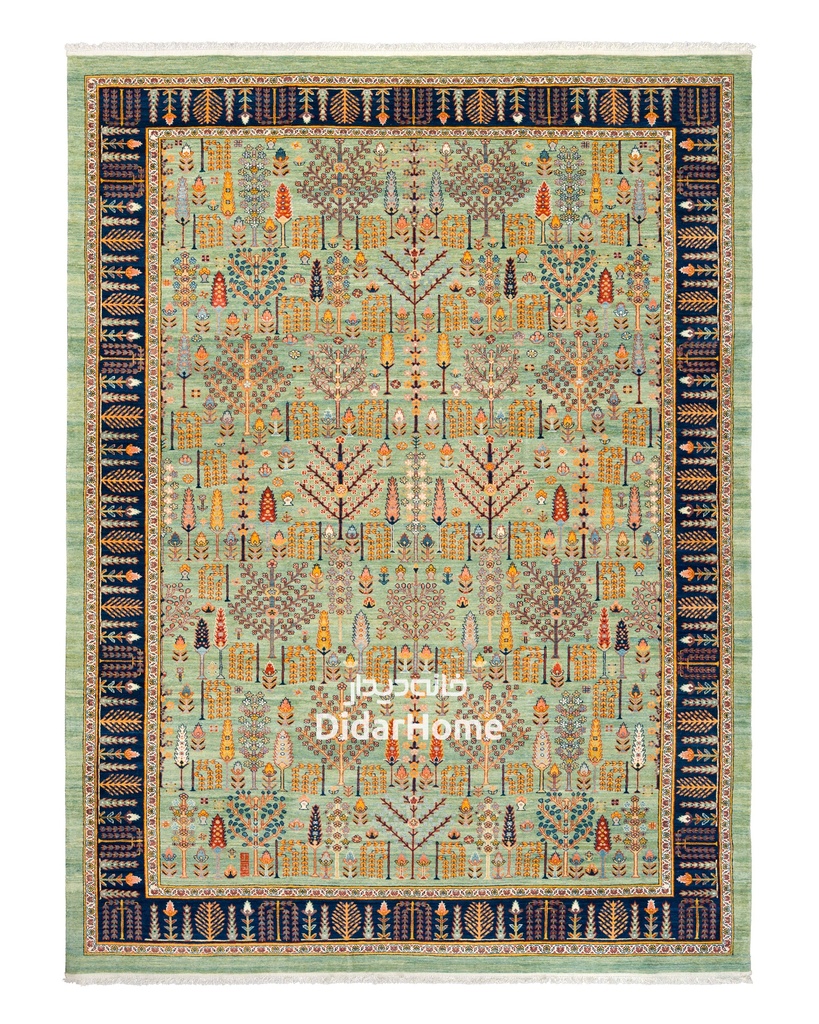 فرش دستباف قشقایی طرح درخت زندگی ۱۲/۳۳ متری