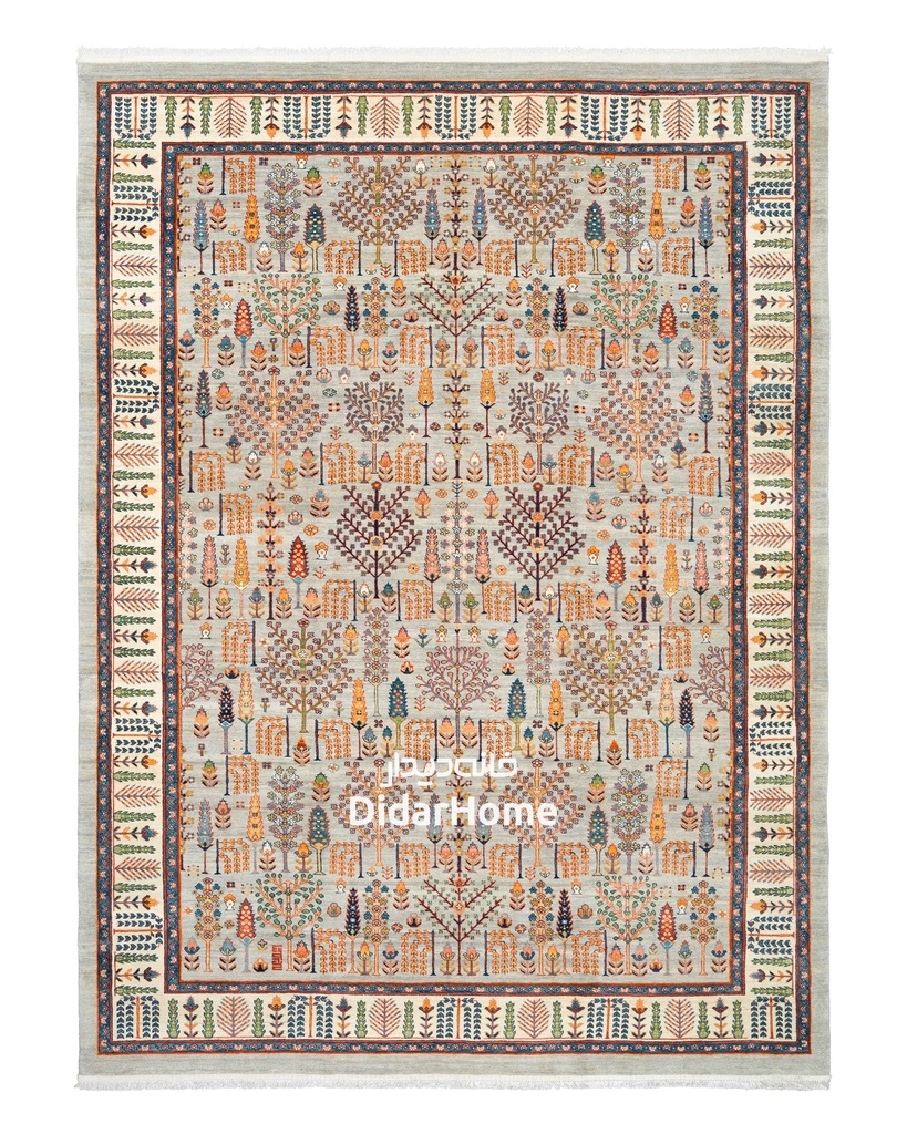 فرش دستباف قشقایی طرح درخت زندگی ۱۲/۲۱ متری