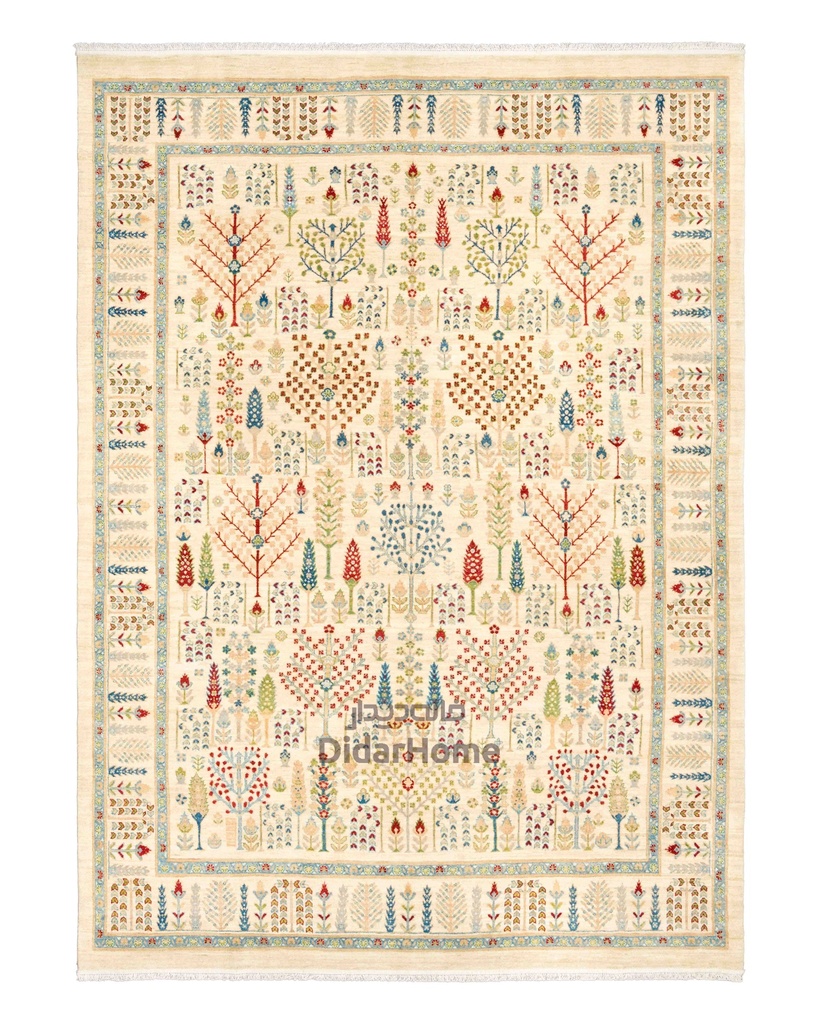 فرش دستباف قشقایی طرح درخت زندگی نه متری