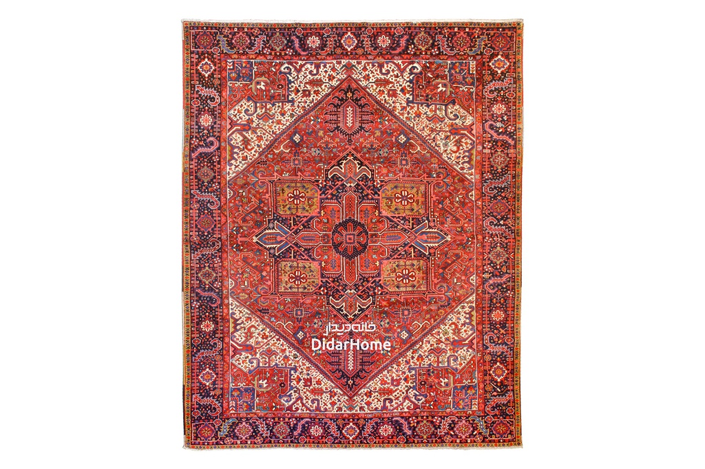 فرش دستباف آنتیک هریس طرح ترنجی دوازده متری