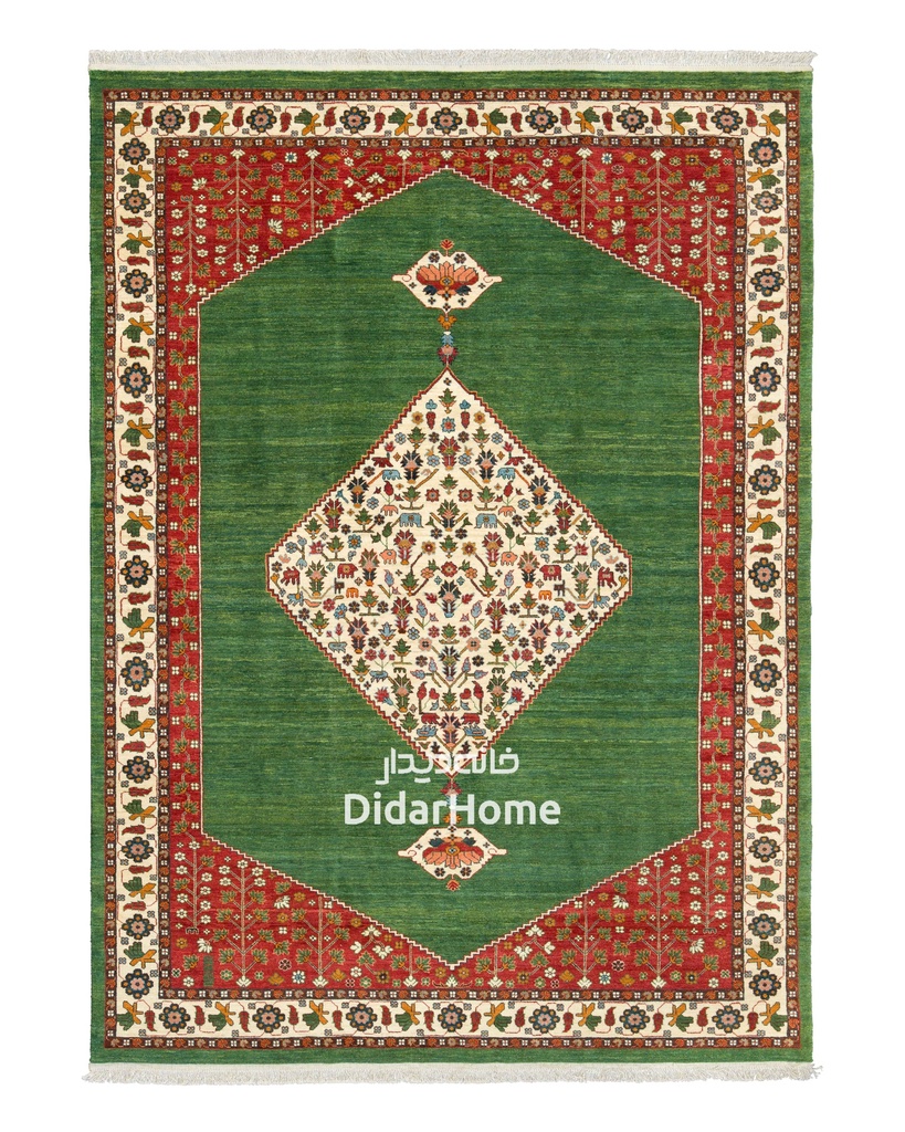 فرش دستباف قشقایی طرح ترنجی شش متری