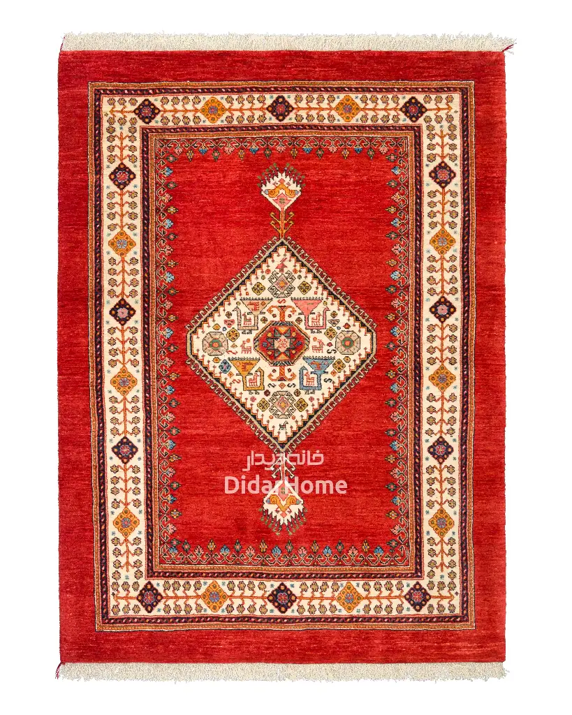 فرش دستباف قشقایی طرح ترنجی ذرع و نیم