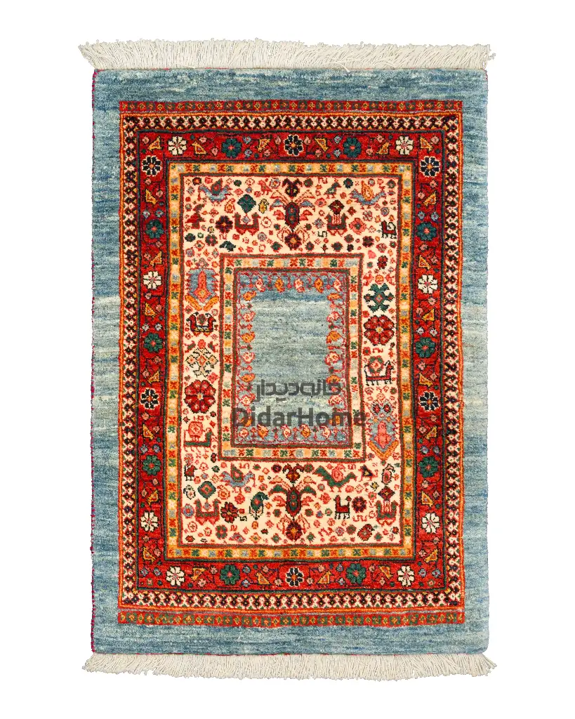 فرش دستباف قشقایی طرح کفساده ذرع و نیم