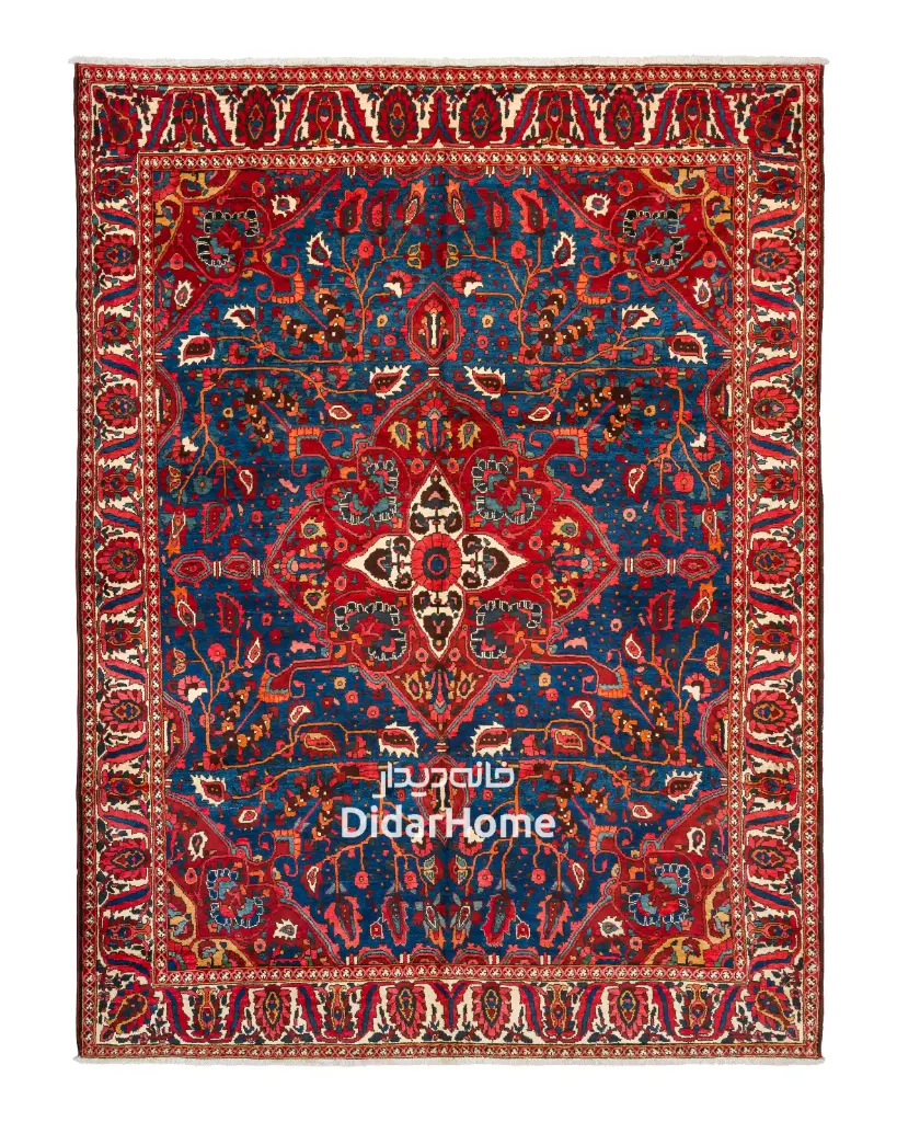 فرش دستباف آنتیک بختیاری طرح ترنجی ۸/۰۷ متری