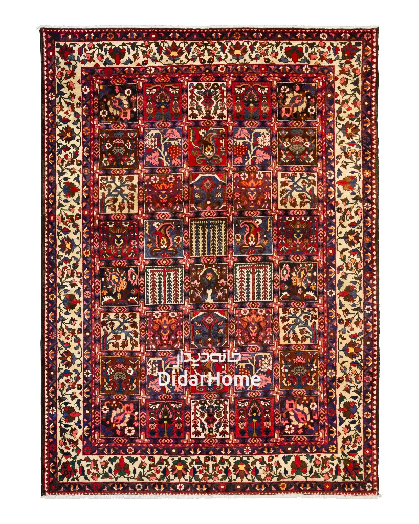 فرش دستباف آنتیک بختیاری طرح خشتی ۷/۰۷ متری