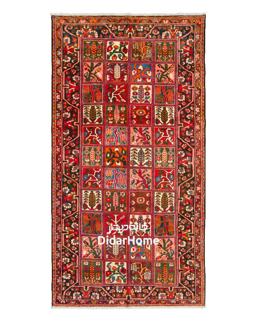 فرش دستباف آنتیک بختیاری طرح خشتی ۵/۰۷ متری