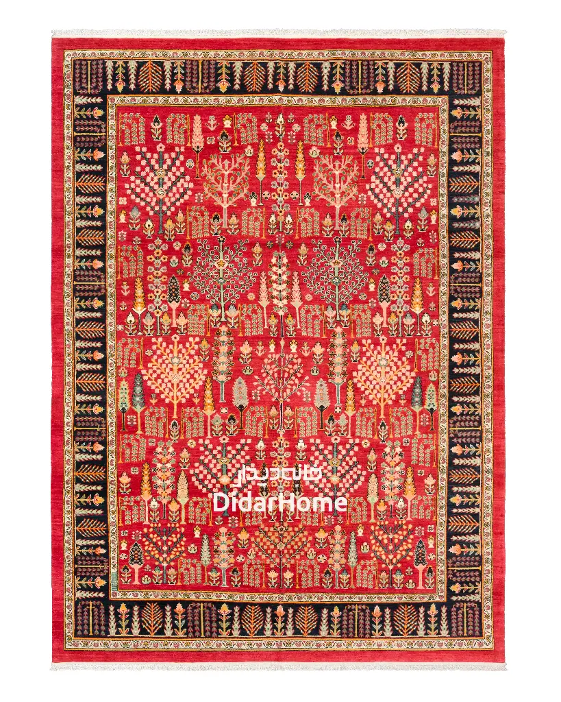 فرش دستباف قشقایی طرح درخت زندگی ۹/۱۵ متری