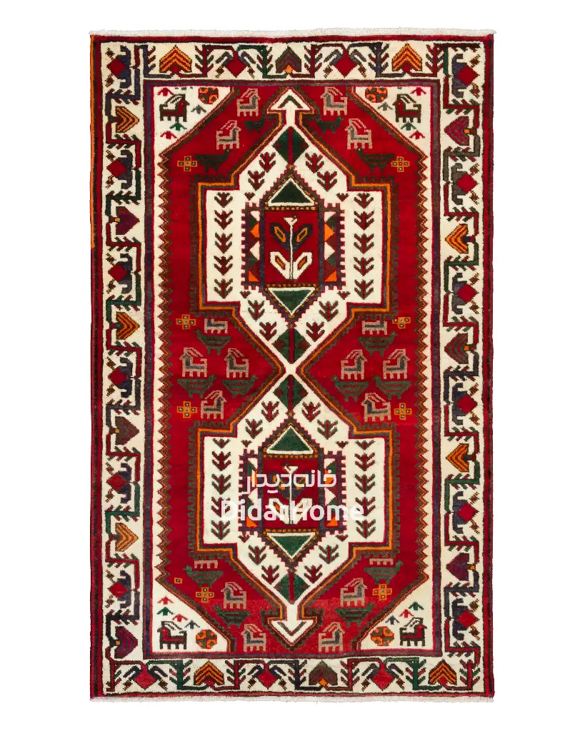 فرش دستباف آنتیک بختیاری طرح ترنجی ۳/۱۴ متری