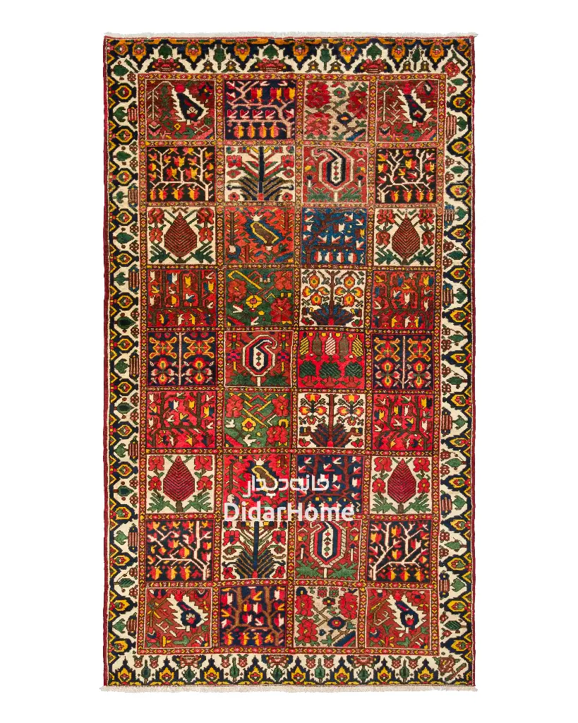 فرش دستباف آنتیک بختیاری طرح خشتی ۵/۳۴ متری