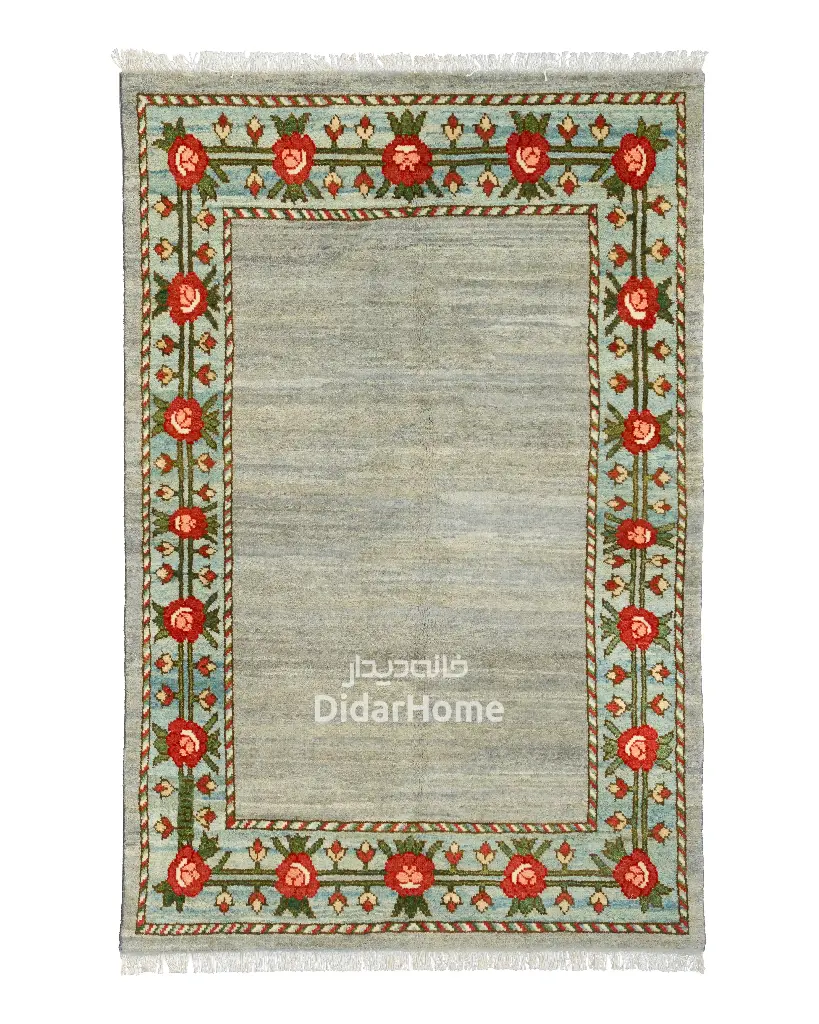  بختیاری کف ساده گل پیوسته طوسی ح آبی