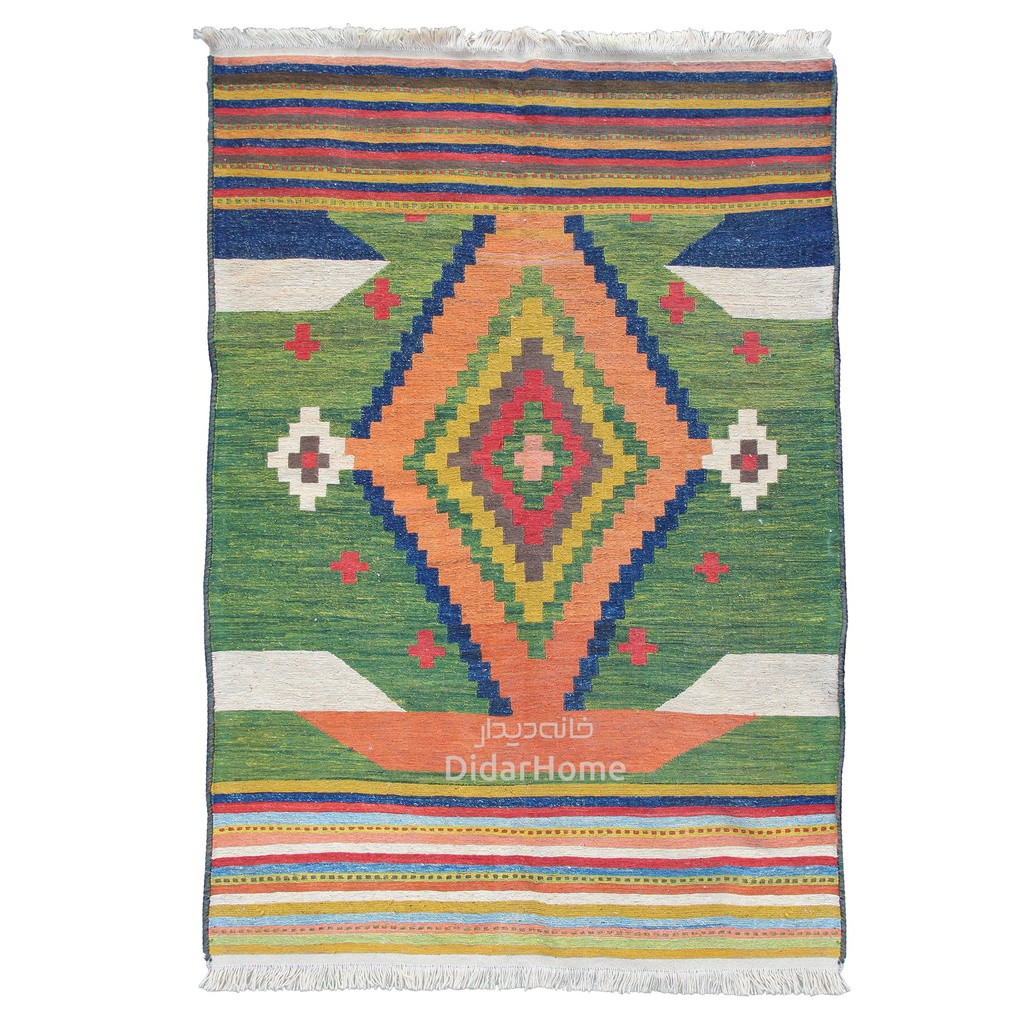 گلیم دستباف قشقایی طرح ترنجی ذرع و نیم