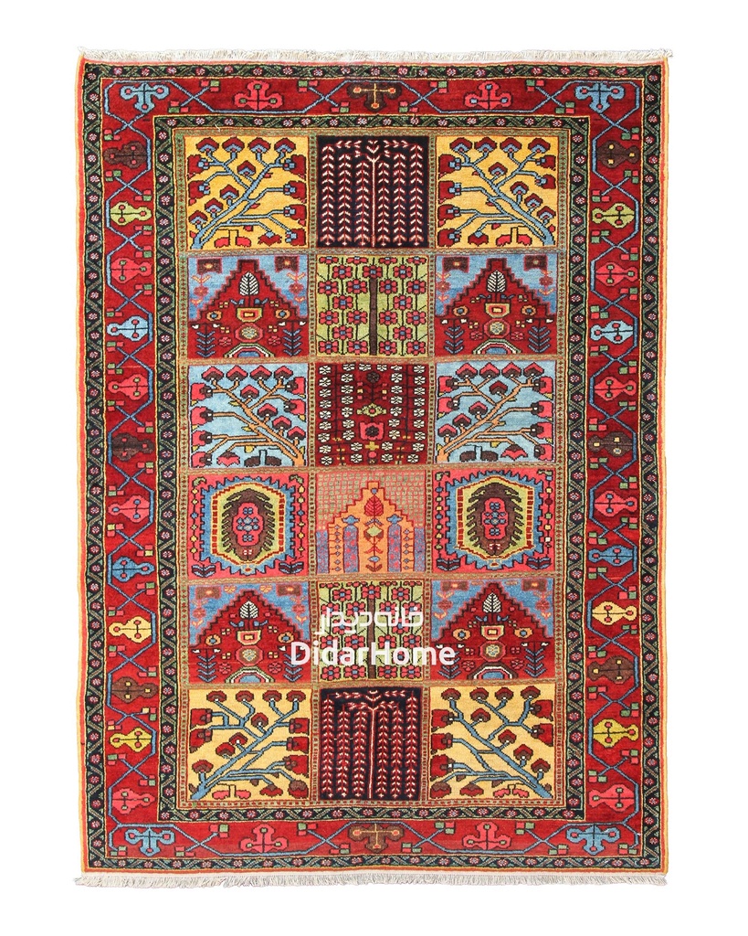 فرش دستباف آنتیک بختیاری طرح خشتی ۲/۶۷ متری