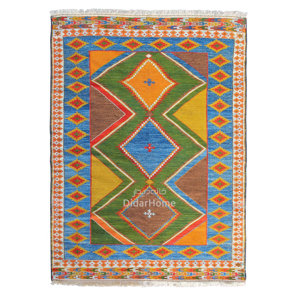 گلیم دستباف قشقایی طرح ترنجی سه متری