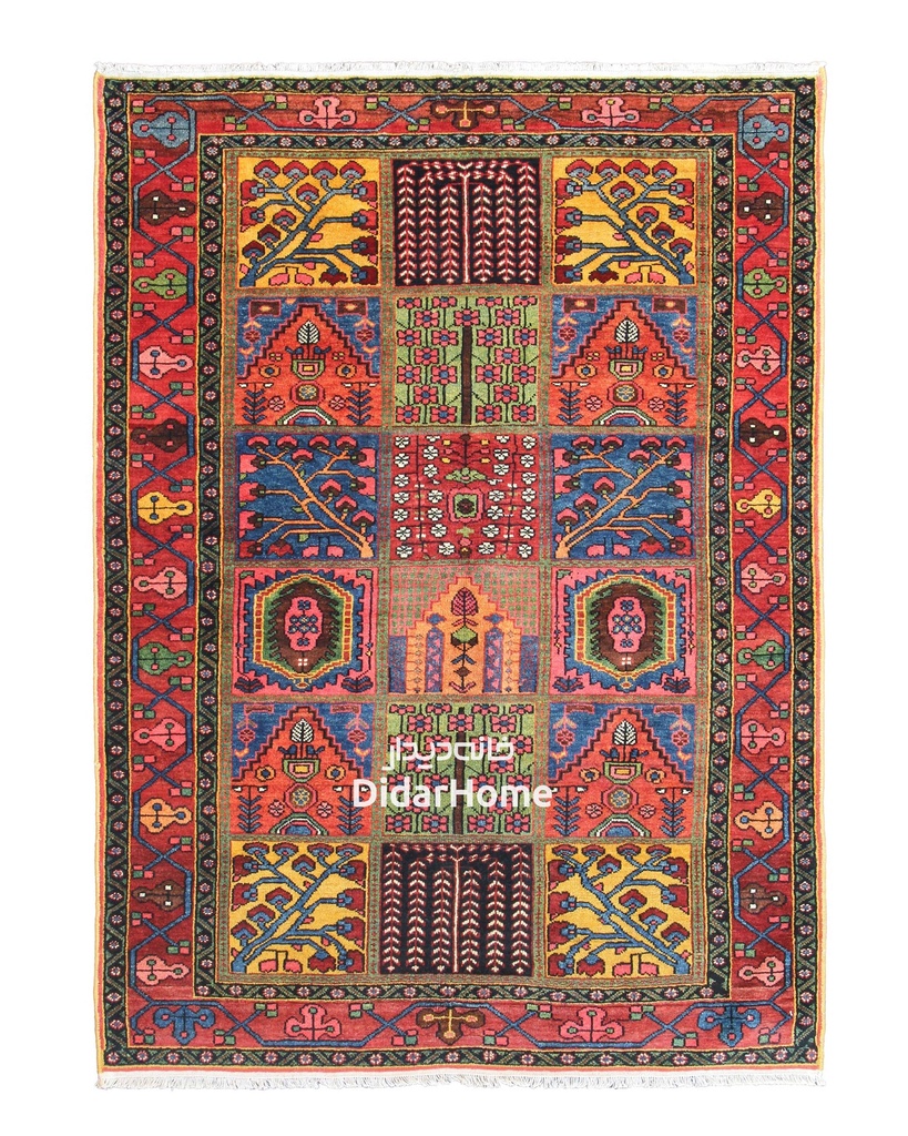 فرش دستباف آنتیک بختیاری طرح خشتی ۲/۸۱ متری