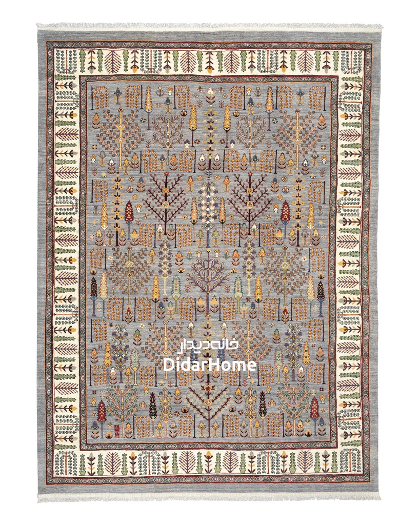 فرش دستباف قشقایی طرح افشان نه متری