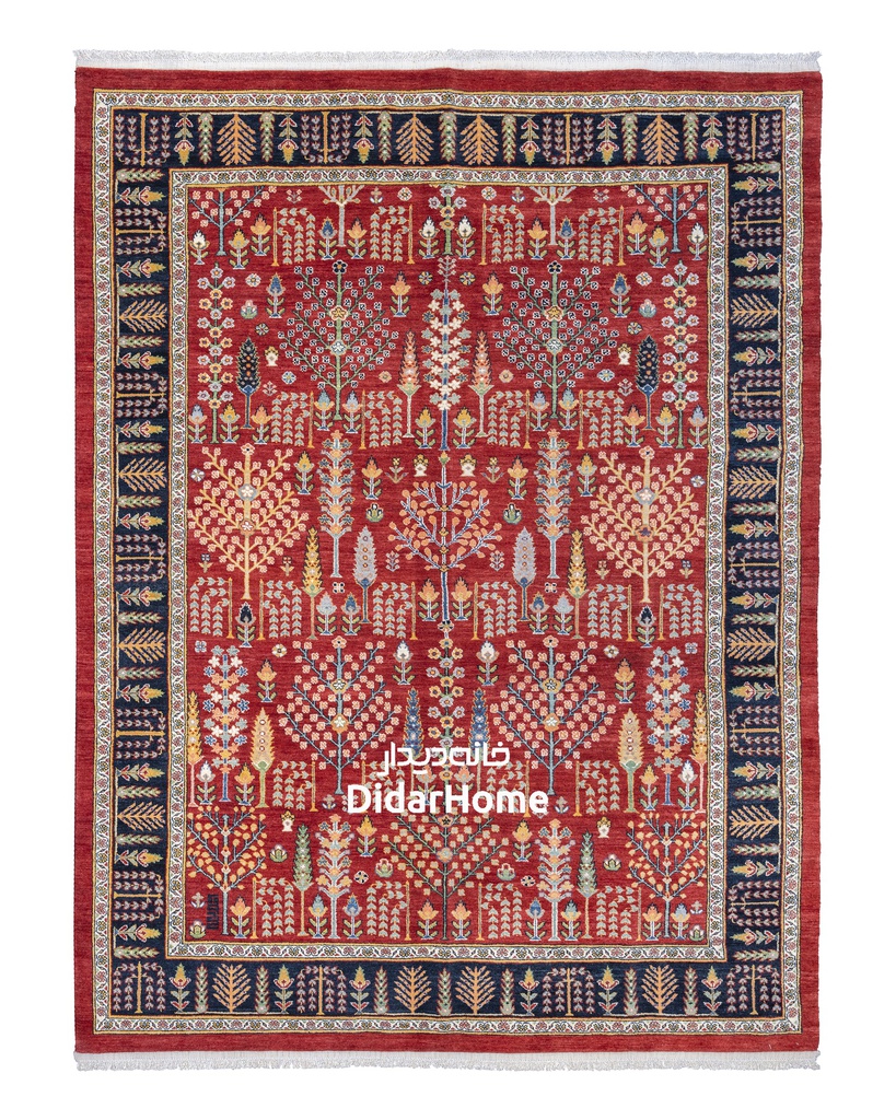 فرش دستباف قشقایی طرح درخت زندگی شش متری