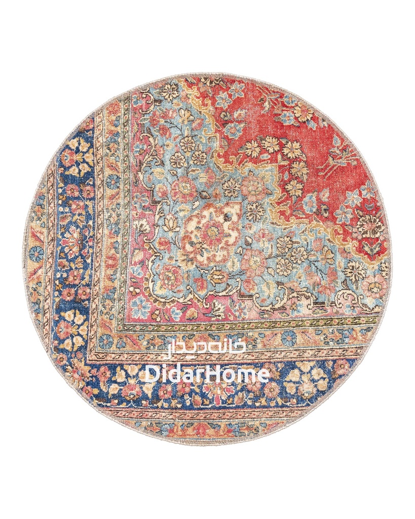 فرش دستباف مدرن گرد تبریز طرح ترنجی ذرع و نیم