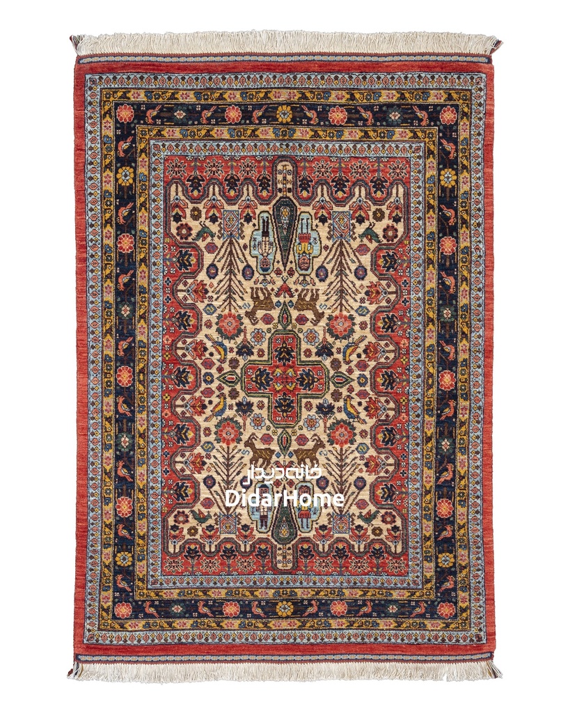 فرش دستباف قشقایی طرح ترنجی ذرع و نیم