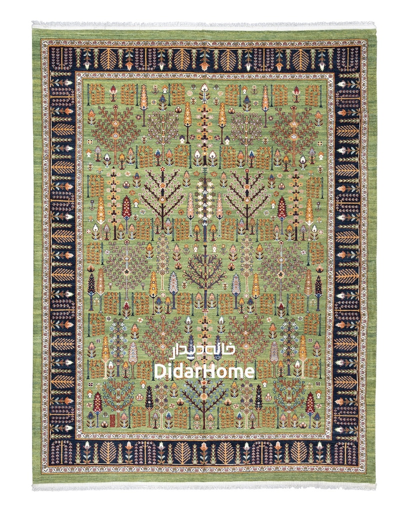 فرش دستباف قشقایی طرح درخت زندگی نه متری